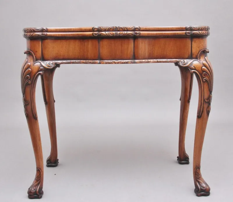 Pamono Walnut Card Table by Howard & Co London, Early 1900s> Game Tables