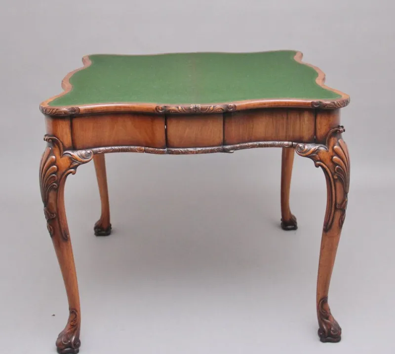Pamono Walnut Card Table by Howard & Co London, Early 1900s> Game Tables