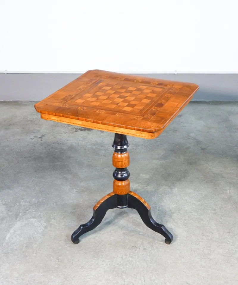 Best Pamono Walnut Coffee Table with Inlaid Chessboard, 1800s
