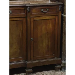 Pamono Walnut Cupboard with Beveled Glass and Marble Top><noscript><img width=