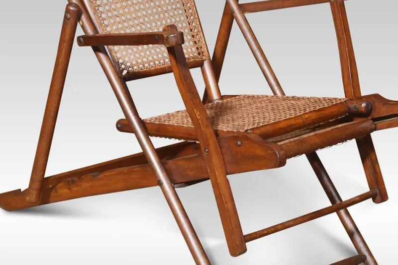 Pamono Walnut Framed Folding Steamer Deck Chair, 1890s> Garden Seating
