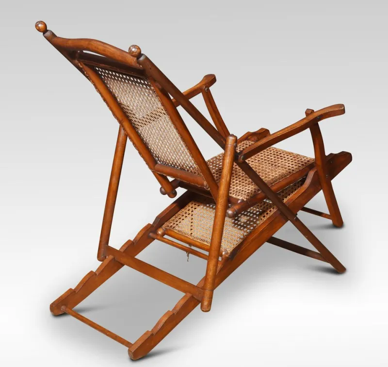 Pamono Walnut Framed Folding Steamer Deck Chair, 1890s> Garden Seating
