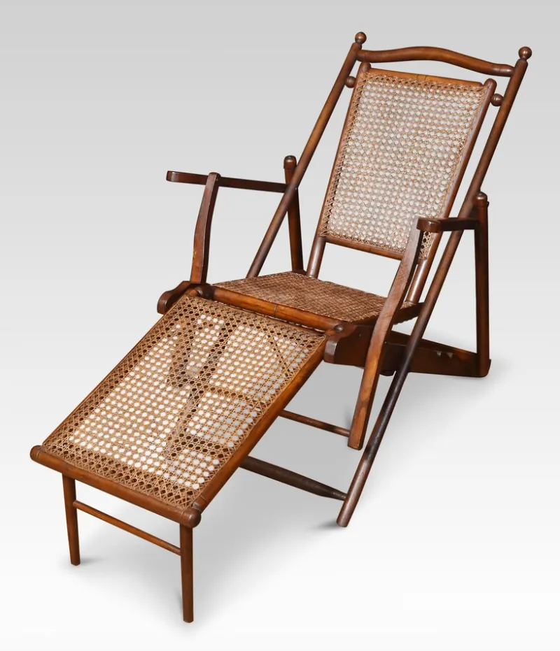 Pamono Walnut Framed Folding Steamer Deck Chair, 1890s> Garden Seating