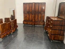 Pamono Walnut Furniture with Carvings in the style of Ducrot, 1920s, Set of 8> Living Room Sets