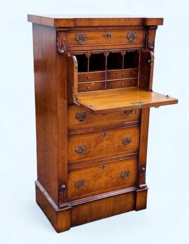 Pamono Walnut Wellington Chest with Secretary> Secretaires
