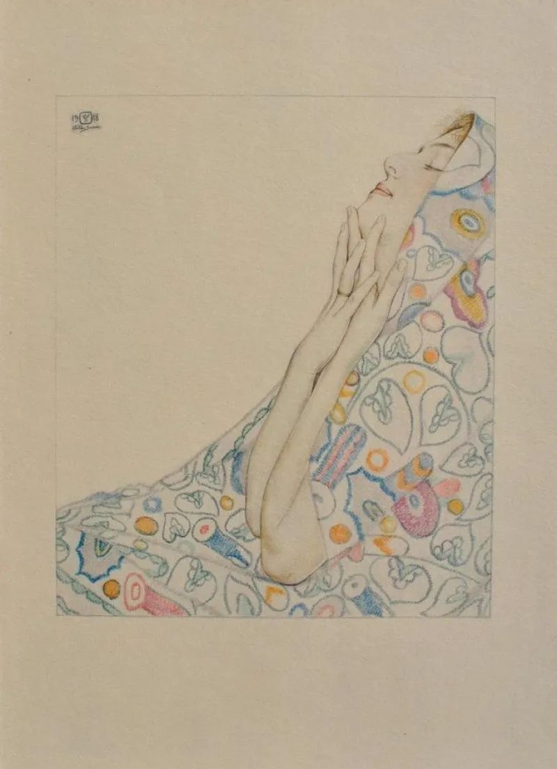 Clearance Pamono Walter Sauer, Dreamer in Blue, Signed Engraving