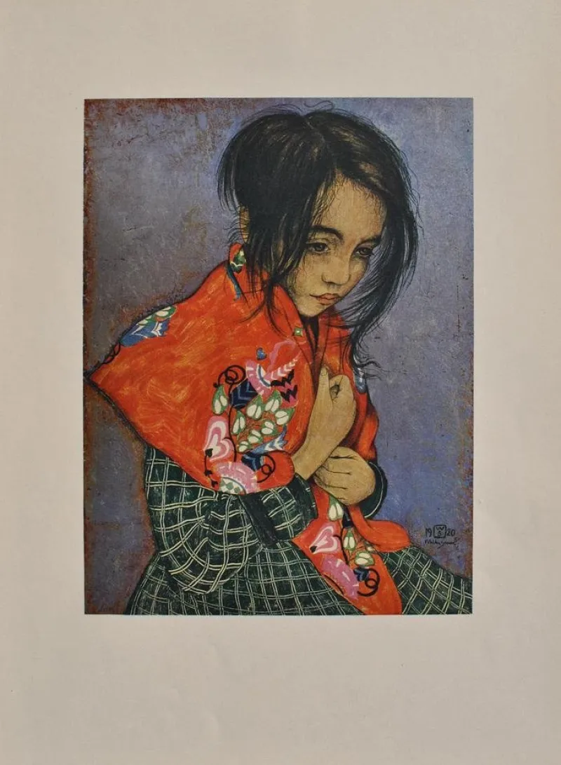Pamono Walter Sauer, Little Girl with a Headscarf, Signed Engraving> Prints & Multiples