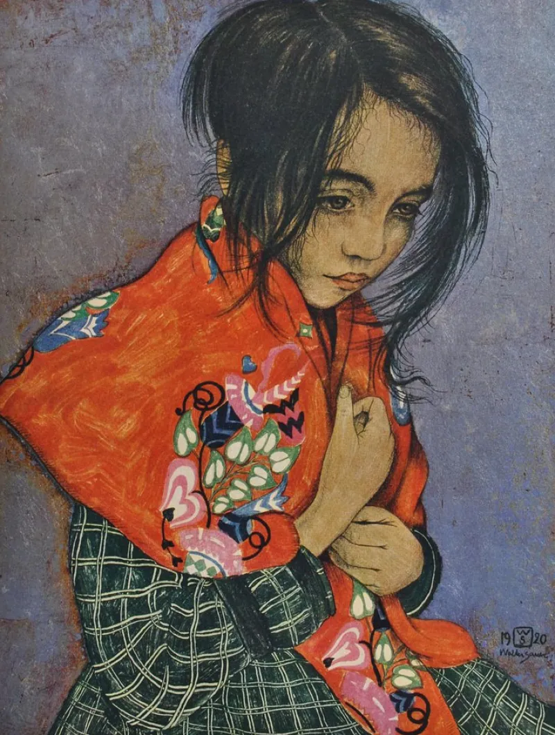 Pamono Walter Sauer, Little Girl with a Headscarf, Signed Engraving> Prints & Multiples