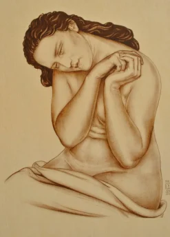 Pamono Walter Sauer, Model with Tilted Head, Signed Engraving> Prints & Multiples
