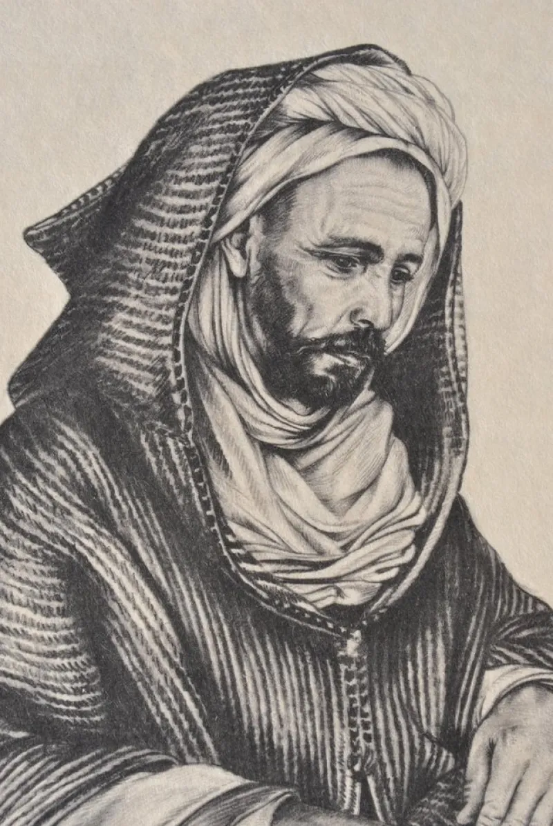 Pamono Walter Sauer, Seated Arab Man, Engraving> Prints & Multiples