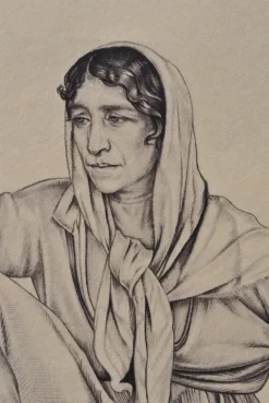 Pamono Walter Sauer, Seated Gypsy Woman, Signed Engraving><noscript><img width=