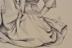 Pamono Walter Sauer, Seated Gypsy Woman, Signed Engraving><noscript><img width=
