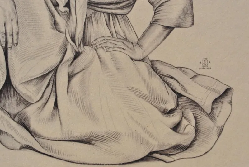 Pamono Walter Sauer, Seated Gypsy Woman, Signed Engraving> Prints & Multiples