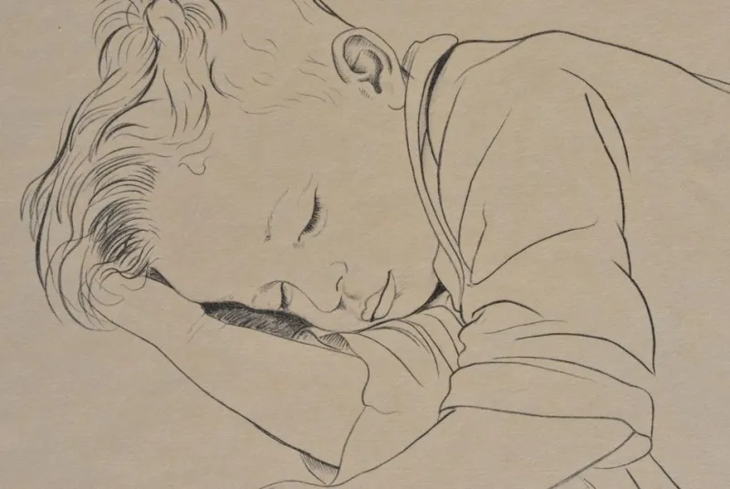 Sale Pamono Walter Sauer, Sleeping Child, Engraving