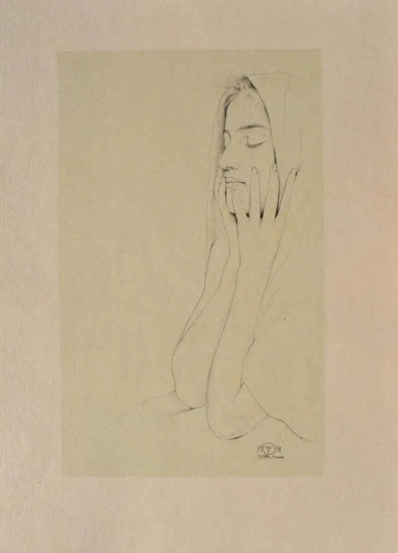 Pamono Walter Sauer, Woman with Closed Eyes, Signed Engraving> Prints & Multiples