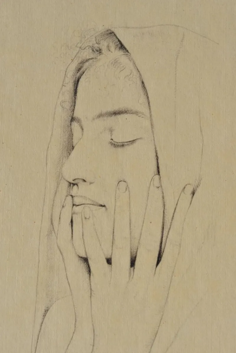 Pamono Walter Sauer, Woman with Closed Eyes, Signed Engraving> Prints & Multiples