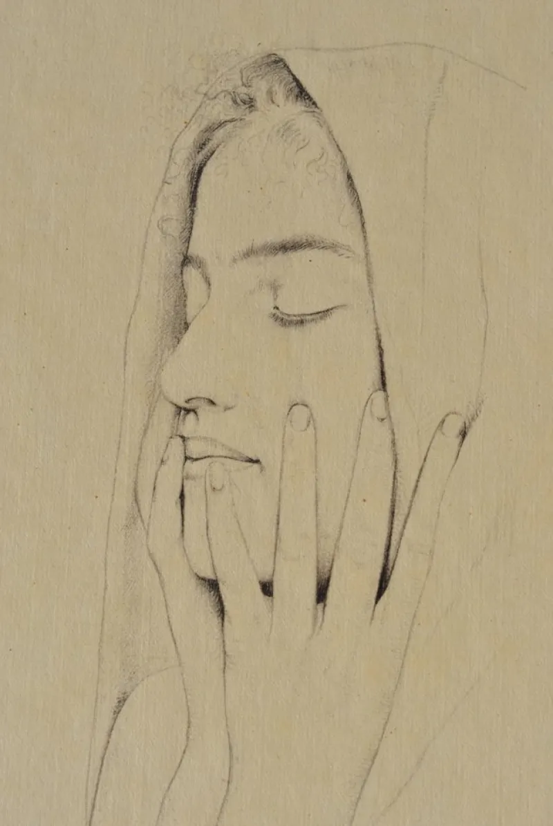 Pamono Walter Sauer, Woman with Closed Eyes, Signed Engraving> Prints & Multiples