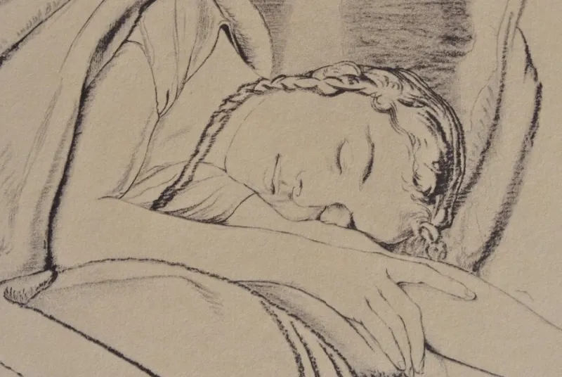 Pamono Walter Sauer, Young Woman Sleeping, Signed Engraving> Prints & Multiples