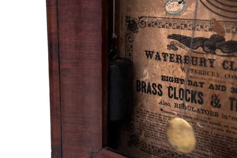 Hot Pamono Waterbury Wall Clock, USA, Mid 19th Century