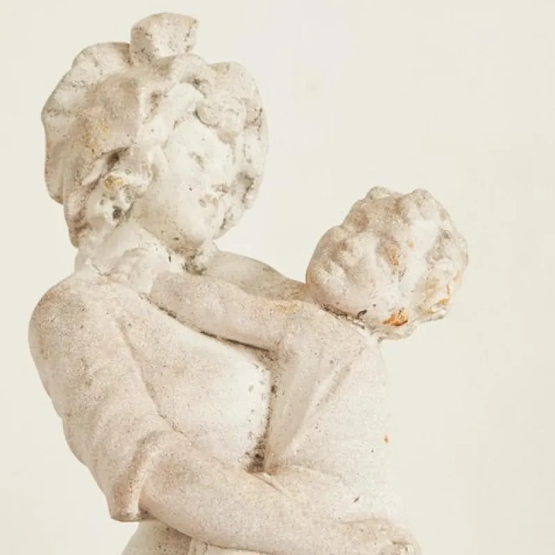 Clearance Pamono Weathered Cast Stone Woman with Child Garden Statue, 1940s