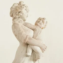 Clearance Pamono Weathered Cast Stone Woman with Child Garden Statue, 1940s