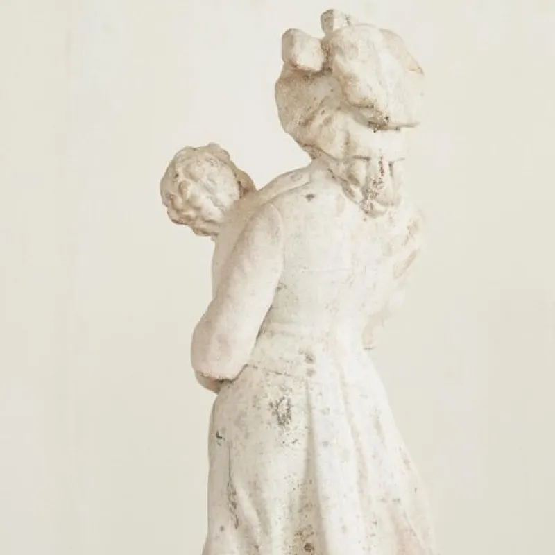 Clearance Pamono Weathered Cast Stone Woman with Child Garden Statue, 1940s