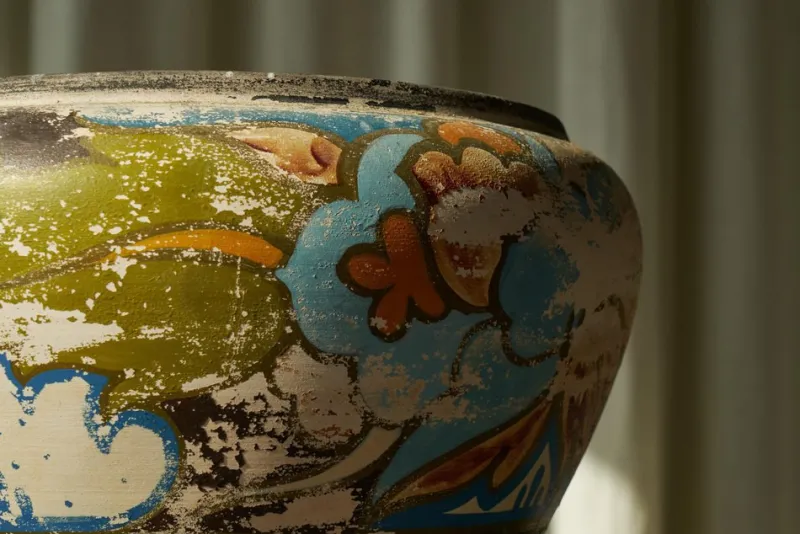 New Pamono Weathered Gouda Plateel Vase, 1920s