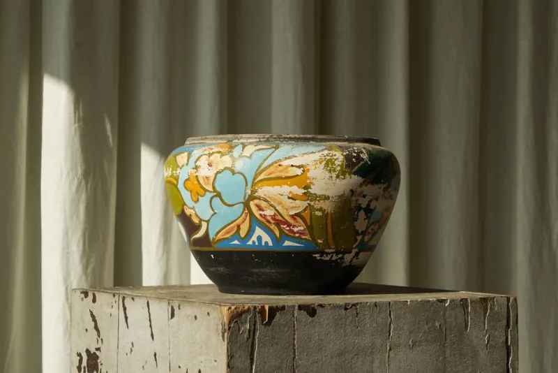 New Pamono Weathered Gouda Plateel Vase, 1920s