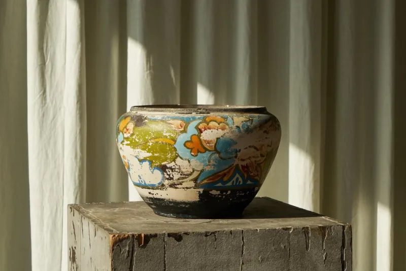 New Pamono Weathered Gouda Plateel Vase, 1920s