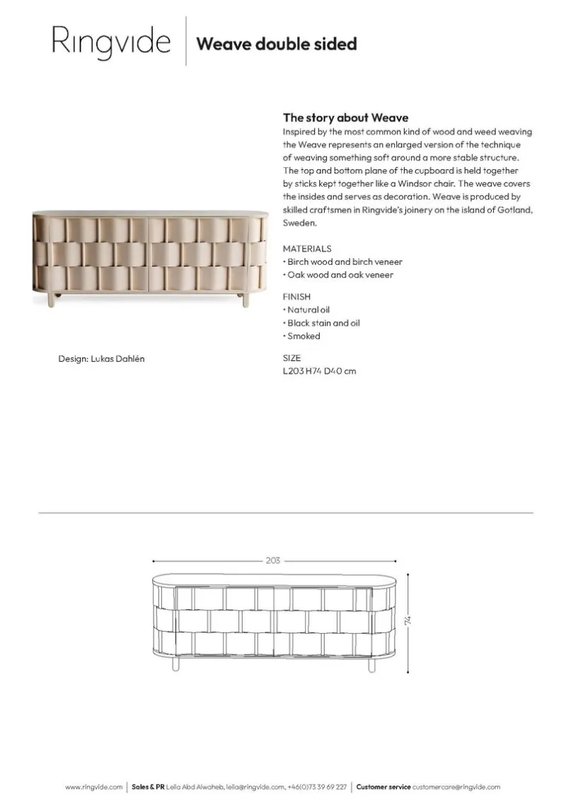 Pamono Weave Double Sided Credenza in Birch Wood by Dahlén Lukas
