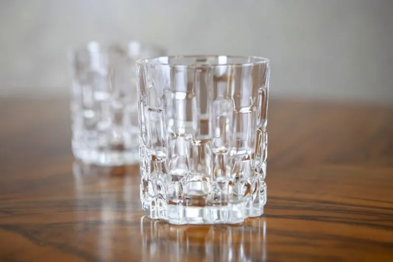 Pamono Whiskey Lowball Glasses and Decanter from RCR Cristalleria Italiana, Set of 7> Tabletop