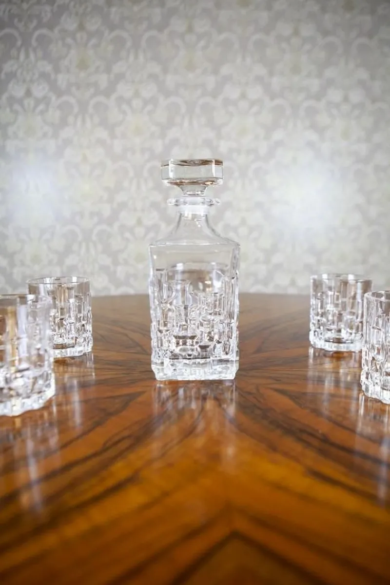 Pamono Whiskey Lowball Glasses and Decanter from RCR Cristalleria Italiana, Set of 7> Tabletop