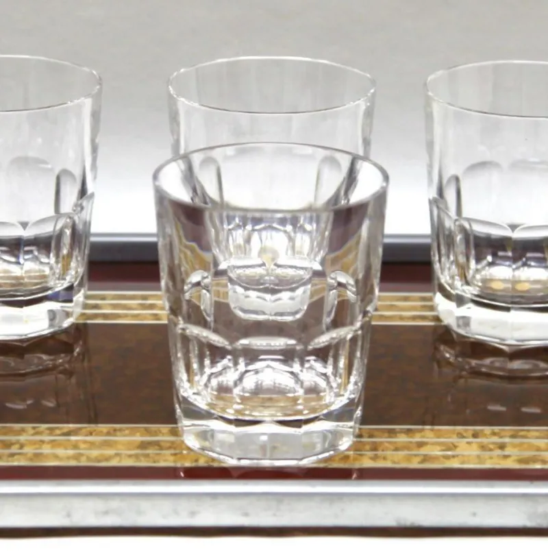 Pamono Whisky Set with Serving Tray from Val Saint Lambert, 1957, Set of 8