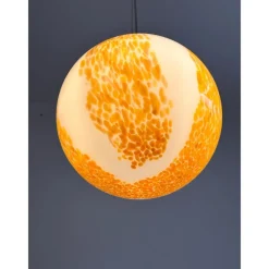 Pamono White and Amber Spots Sphere Pendant Light in Murano Glass by Simoeng> Ceiling Lights