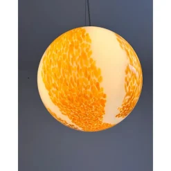 Pamono White and Amber Spots Sphere Pendant Light in Murano Glass by Simoeng><noscript><img width=