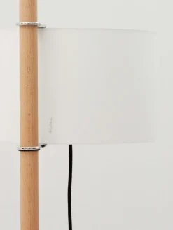 Pamono White and Beech Wood TMM Floor Lamp by Miguel Milá><noscript><img width=