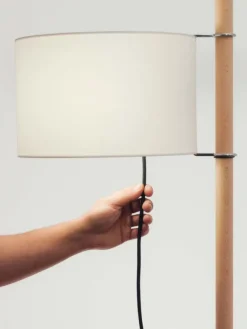 Pamono White and Beech Wood TMM Floor Lamp by Miguel Milá><noscript><img width=