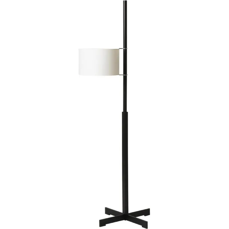 New Pamono White and Black Oak TMM Floor Lamp by Miguel Milá