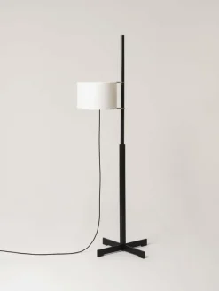 New Pamono White and Black Oak TMM Floor Lamp by Miguel Milá