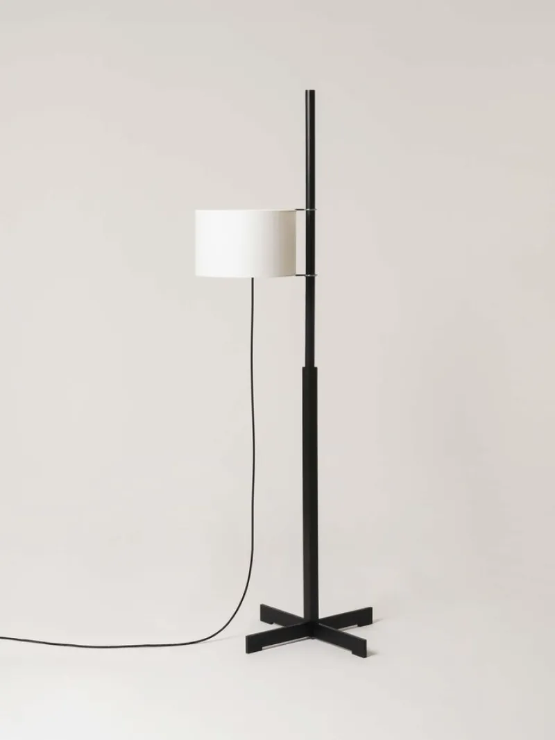 New Pamono White and Black Oak TMM Floor Lamp by Miguel Milá