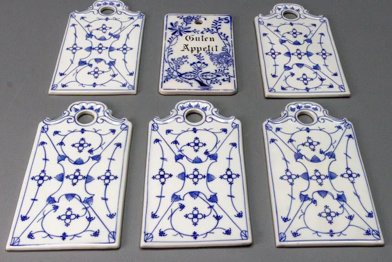 Clearance Pamono White and Blue Porcelain Breakfast Boards, Germany, 1930s, Set of 6