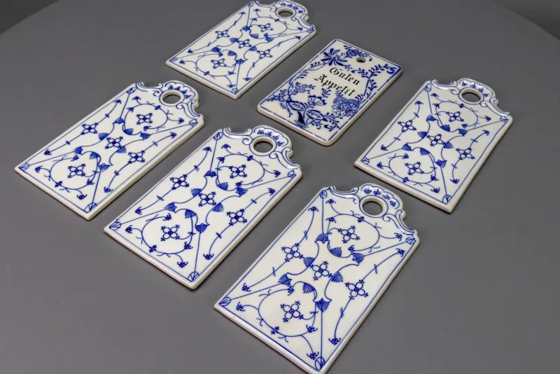 Clearance Pamono White and Blue Porcelain Breakfast Boards, Germany, 1930s, Set of 6