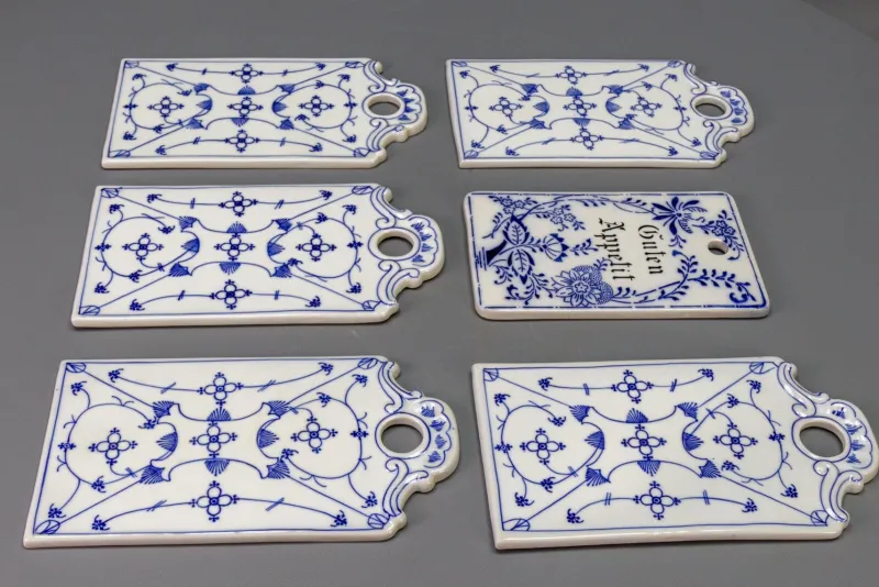 Clearance Pamono White and Blue Porcelain Breakfast Boards, Germany, 1930s, Set of 6