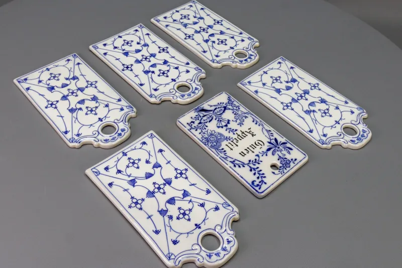 Clearance Pamono White and Blue Porcelain Breakfast Boards, Germany, 1930s, Set of 6