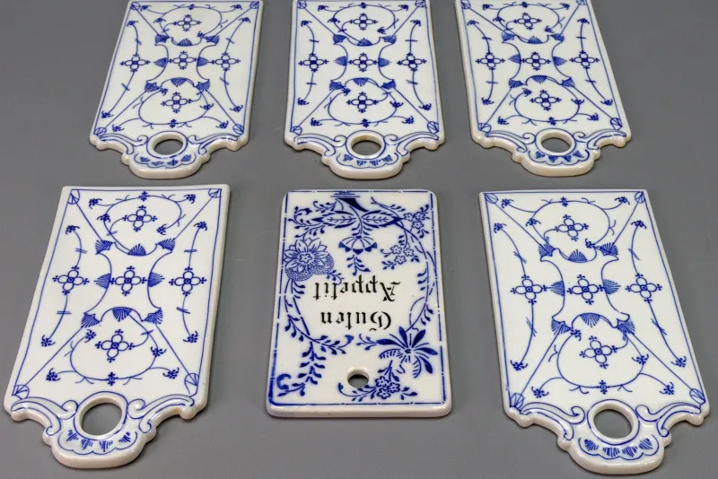 Clearance Pamono White and Blue Porcelain Breakfast Boards, Germany, 1930s, Set of 6