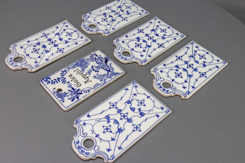 Clearance Pamono White and Blue Porcelain Breakfast Boards, Germany, 1930s, Set of 6