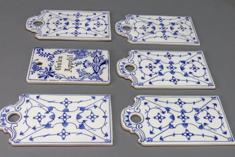 Clearance Pamono White and Blue Porcelain Breakfast Boards, Germany, 1930s, Set of 6