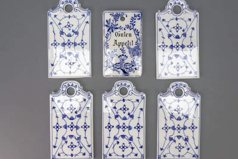 Clearance Pamono White and Blue Porcelain Breakfast Boards, Germany, 1930s, Set of 6