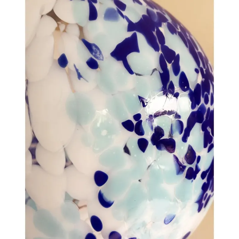 Pamono White and Blue Spots Sphere Pendant Light in Murano Glass by Simoeng> Ceiling Lights