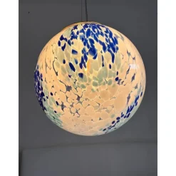 Pamono White and Blue Spots Sphere Pendant Light in Murano Glass by Simoeng><noscript><img width=